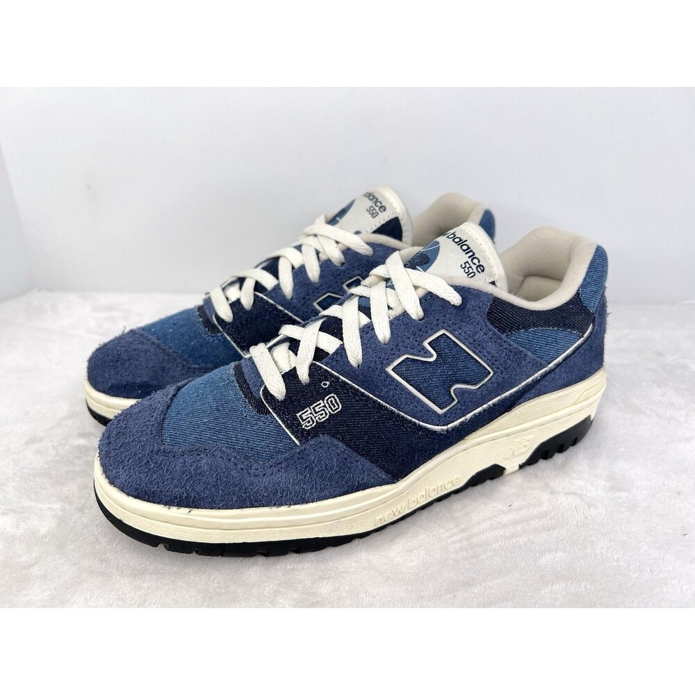 New Balance 550 Navy Blue Denim Heron Angora Suede Sneakers Mens 8 /Womens 9.5 B - Picture 5 of 10